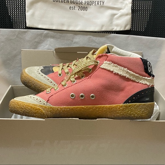 NIB Golden Goose Midstar Salmon Canvas & White Star Sneaker,38 - Picture 7 of 16